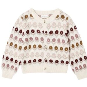 Rylee + Cru Cream and Pink Patterned Cardigan